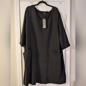 Nina Leonard Black Tunic Dress 3X NWT – Oversized Pocket Dress, Minimalist